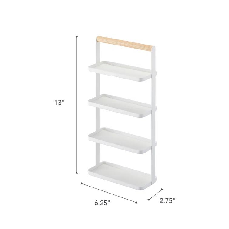 Tosca Yamazaki Home 4-Tier Accessory Tray, Jewelry Holder & Storage Organizer, Steel + Wood, Handles