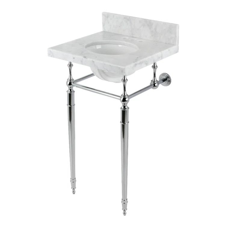 Kingston Brass Edwardian 19-Inch Carrara Marble Console Sink with Brass Legs (4-Inch, 3-Hole)