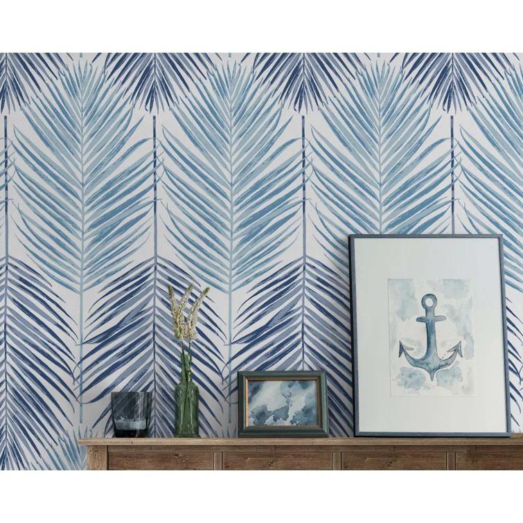NextWall 30.75-Sq. Feet Blue Lagoon Vinyl Floral Self-adhesive Peel and Stick Wallpaper