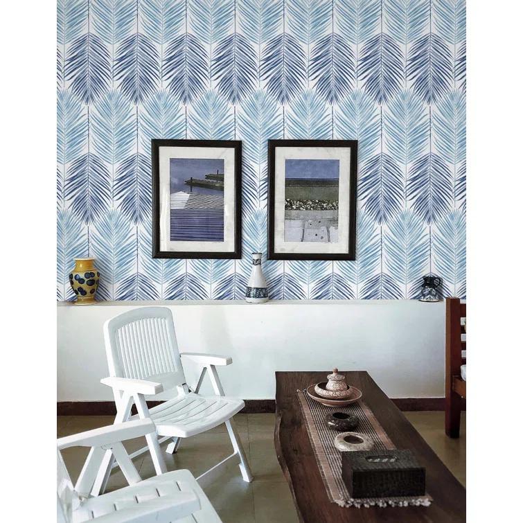 NextWall 30.75-Sq. Feet Blue Lagoon Vinyl Floral Self-adhesive Peel and Stick Wallpaper