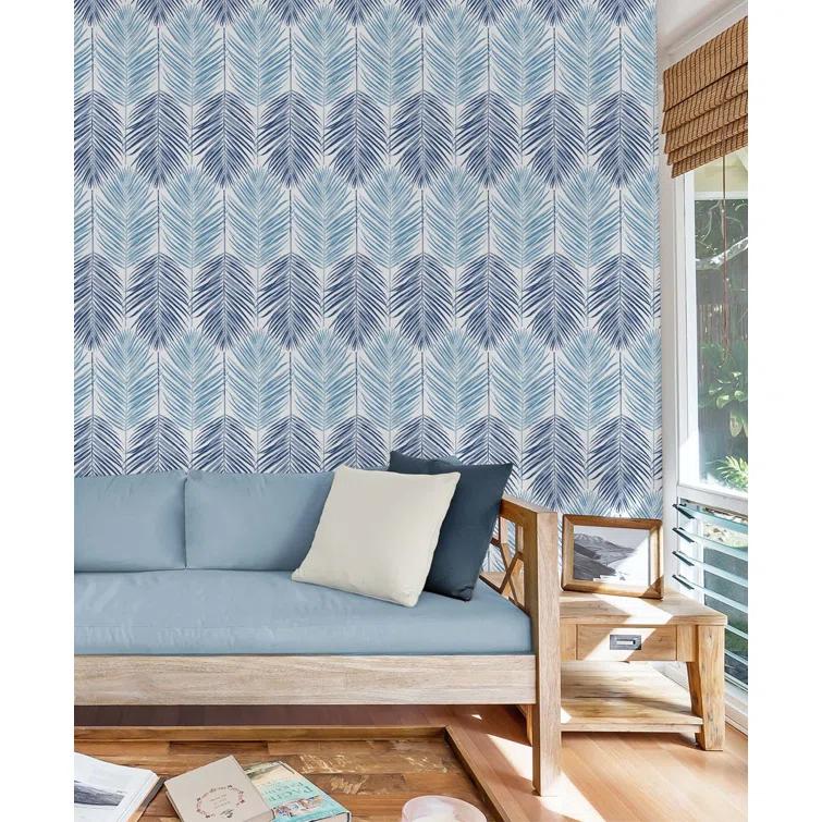 NextWall 30.75-Sq. Feet Blue Lagoon Vinyl Floral Self-adhesive Peel and Stick Wallpaper