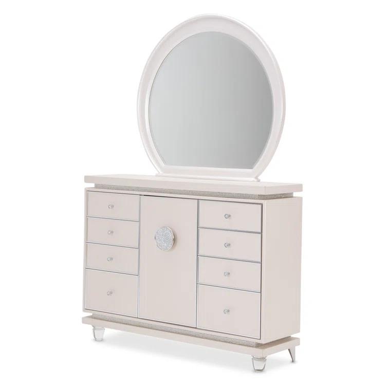 Glimmering Heights 8 Drawer 56.25" W Combo Dresser with Mirror