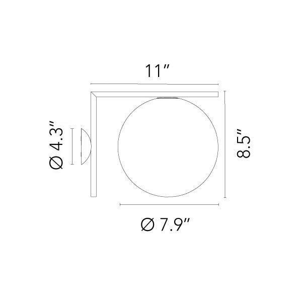 IC Small Black Direct Wired Opal Glass Sconce by Michael Anastassiades