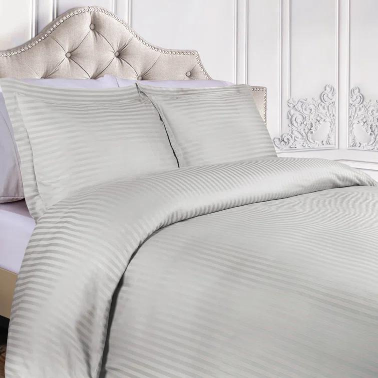 100% Egyptian-Quality Cotton Traditional Sateen Striped Luxor Treasures Duvet Cover Set