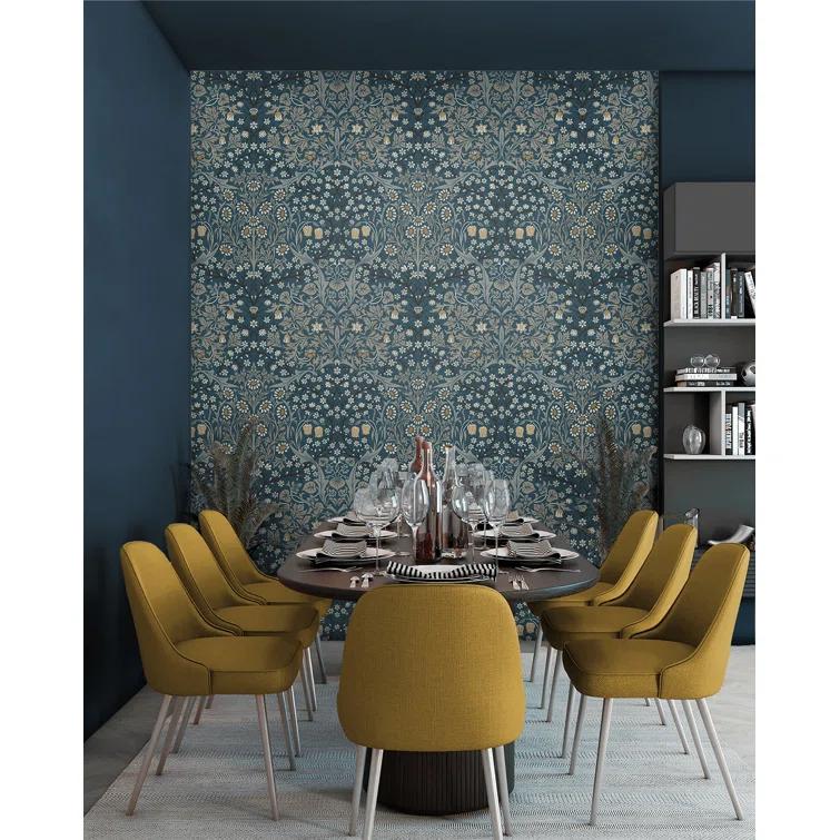 NextWall  Victorian Garden Floral Peel and Stick Wallpaper 20.9 in. W x 18 ft. L - Aegean Blue & Warm Stone