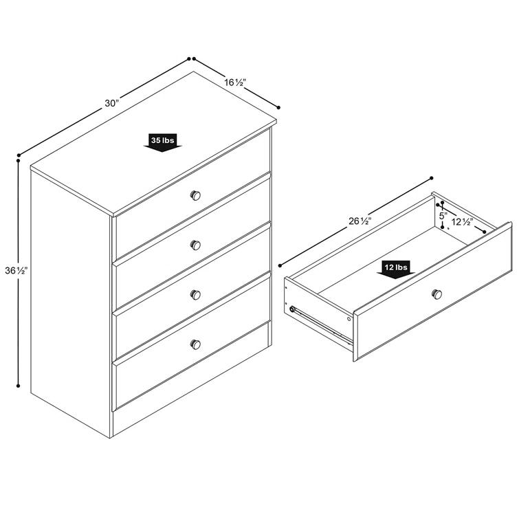 Mcclarrie Simplistic 4 Drawer 30" W Dresser