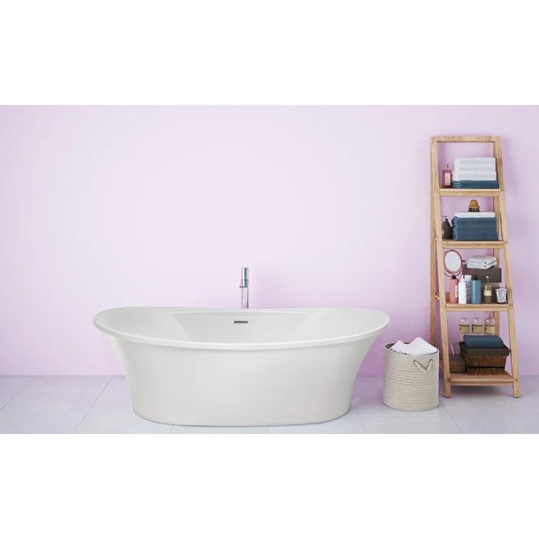 Studio 60'' x 36'' Freestanding Soaking Acrylic Bathtub