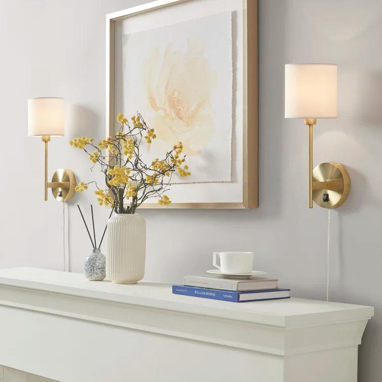Hampton Hill Conway Metal Wall Sconce with Cylinder Shade (Set of 2)