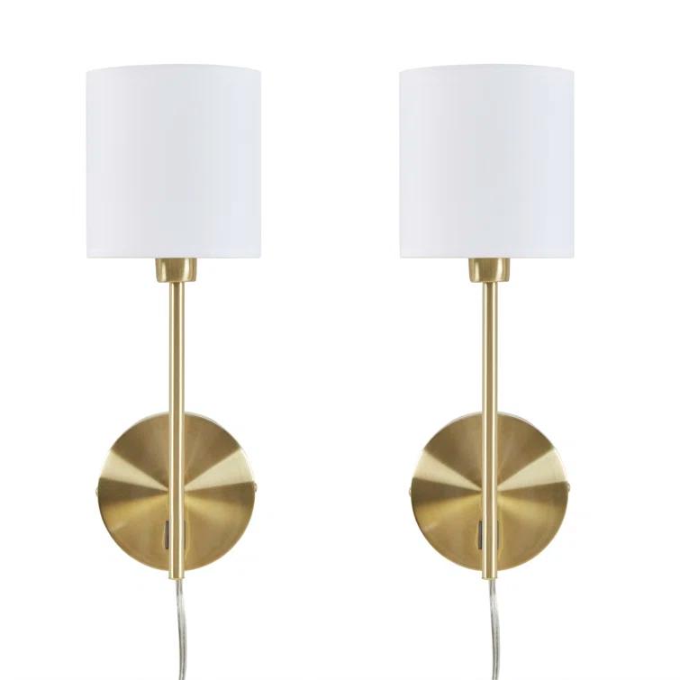Hampton Hill Conway Metal Wall Sconce with Cylinder Shade (Set of 2)