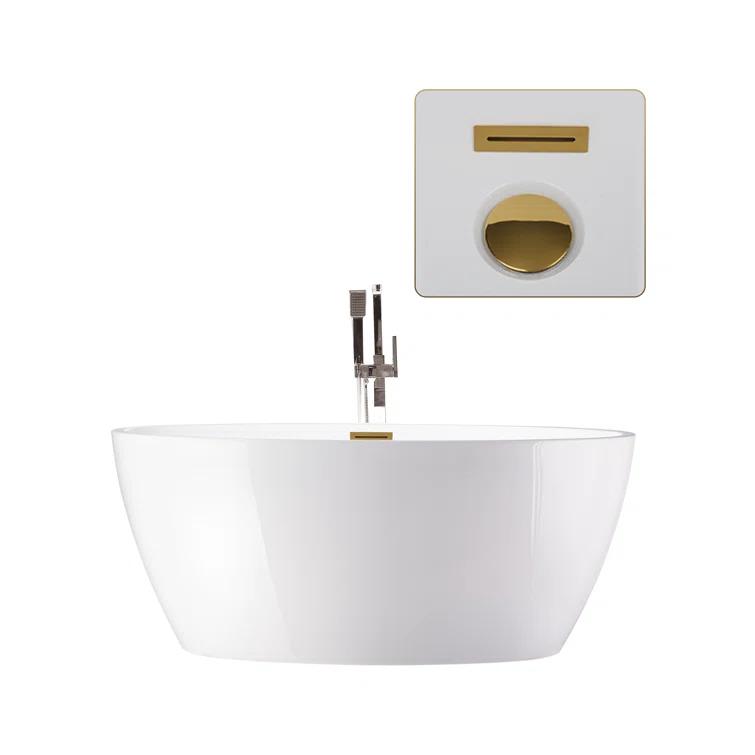 Vanity Art 59" X 32" White Acrylic Freestanding Bathtub