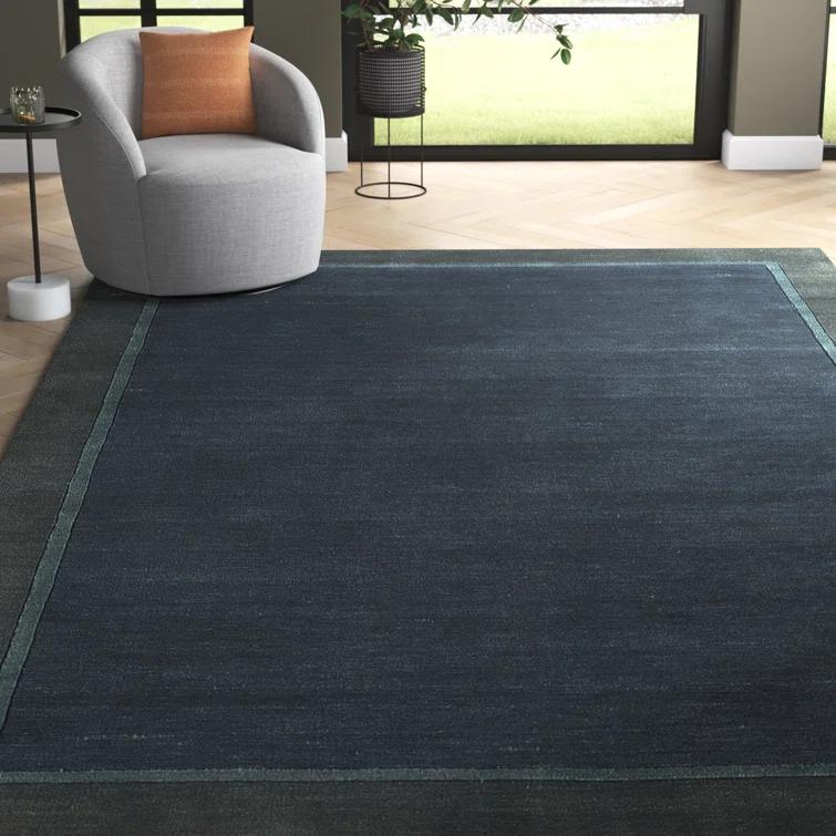 Zaley Handmade Tufted Wool Blue/Gray Area Rug