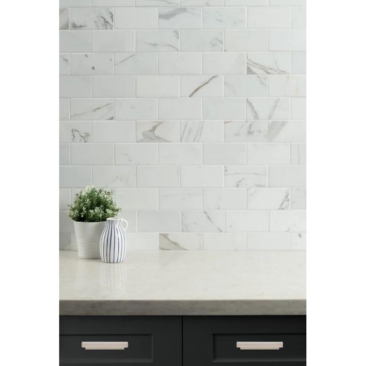 Calacatta Gold 3" x 6" Polished Marble Subway Tile