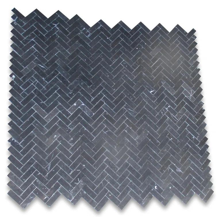 13" x 12" Marble Herringbone / Chevron Mosaic Wall & Floor Tile