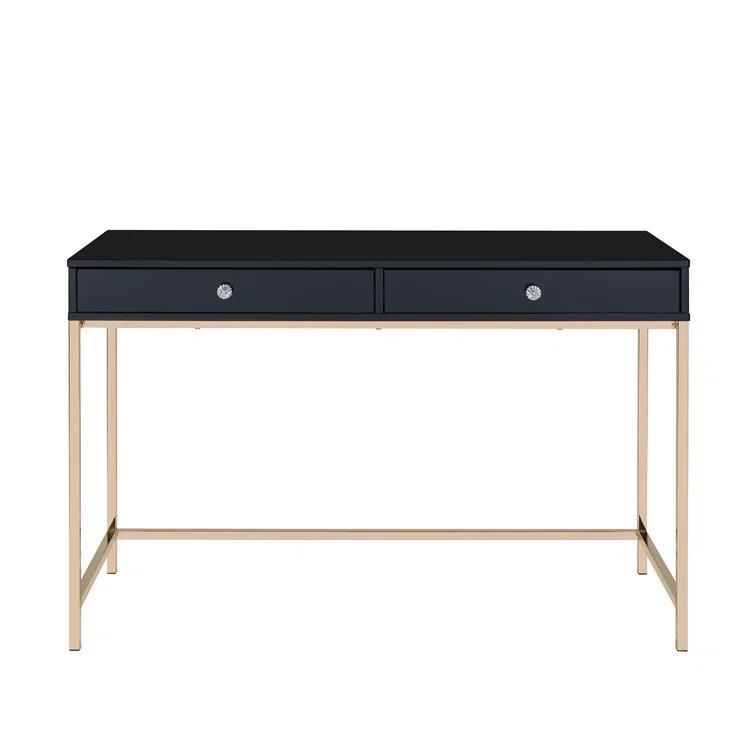 Ottey Writing Desk In High Gloss & Gold Finish,Computer Desk
