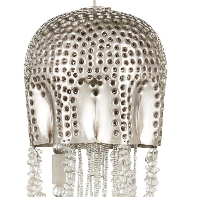 Medusa Nickel Silver 15-Light LED Glass Pendant