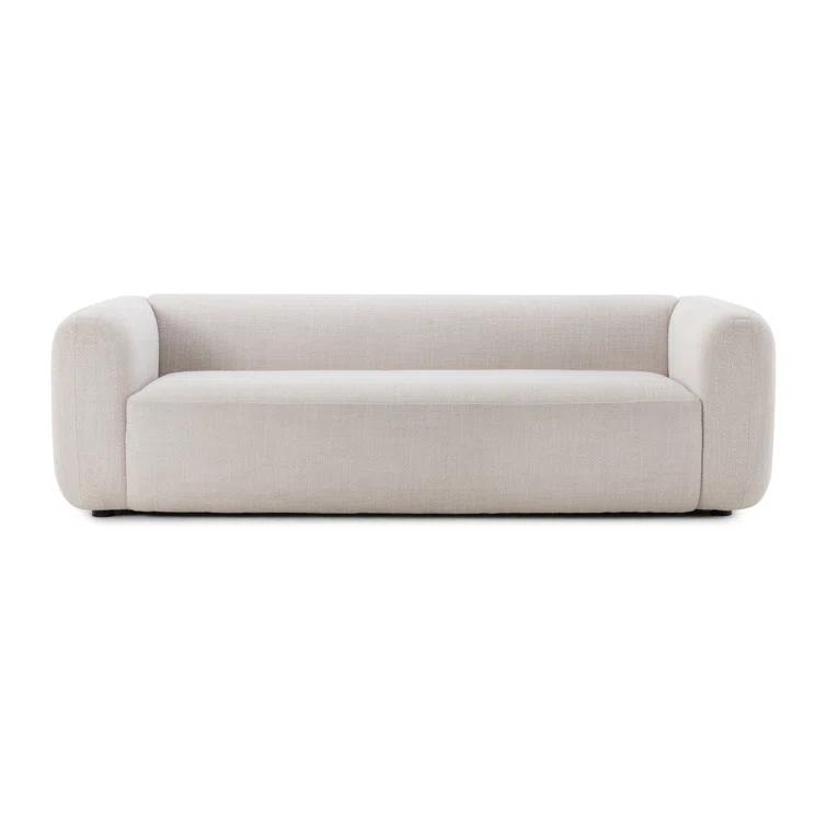 Nara 96'' Off-White Linen Tuxedo Arm Sofa