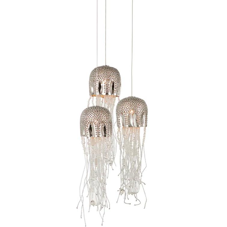 Mini Medusa Nickel & Glass 3-Light LED Pendant