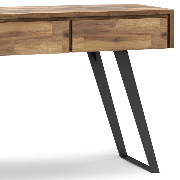 Lowry 60"W Solid Wood Modern Industrial Storage Console Table with 3 Storage Drawers and Metal Legs