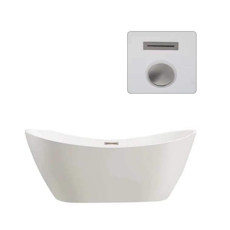 Ophelia 71" x 32'' Freestanding Soaking Acrylic Bathtub
