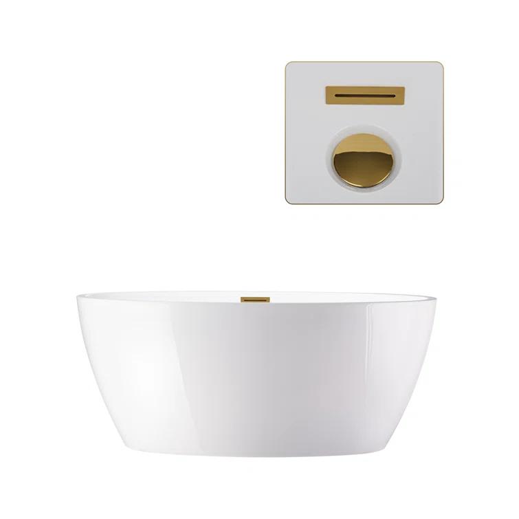 Vanity Art 59" X 32" White Acrylic Freestanding Bathtub
