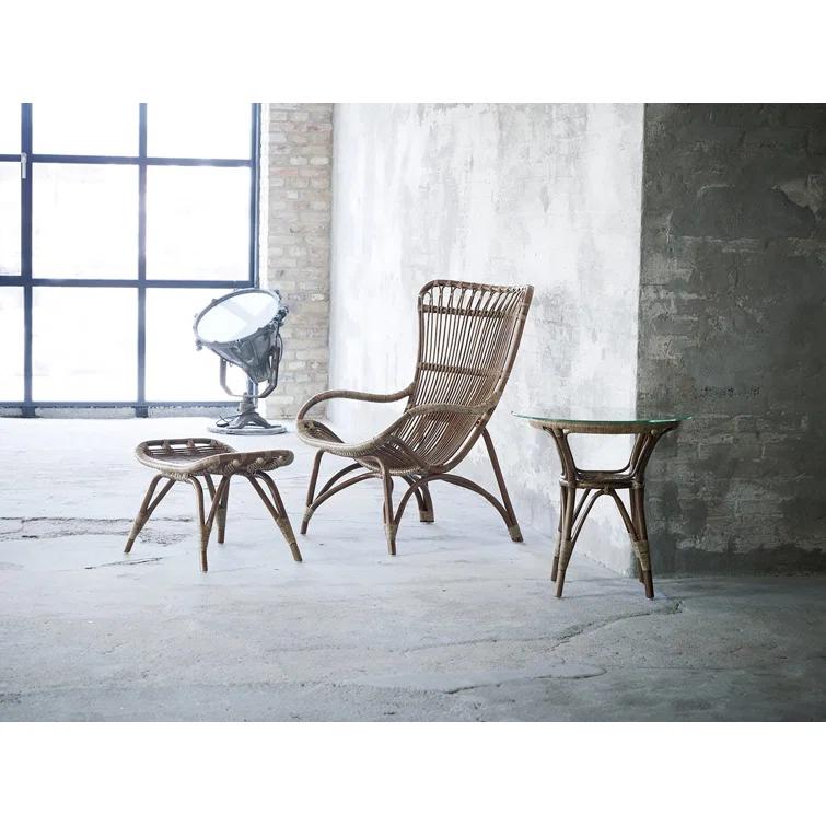 Monet Highback Rattan Lounge Chair and Footstool