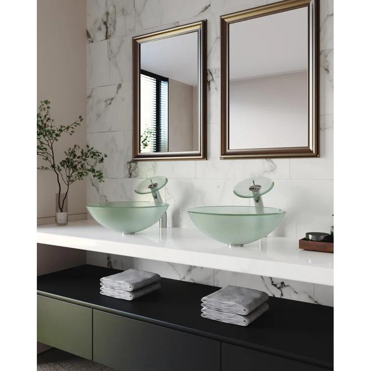 DeerValley Symmetry 16.5'' Circular Glass Vessel Bathroom Sink