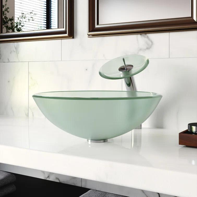 DeerValley Symmetry 16.5'' Circular Glass Vessel Bathroom Sink