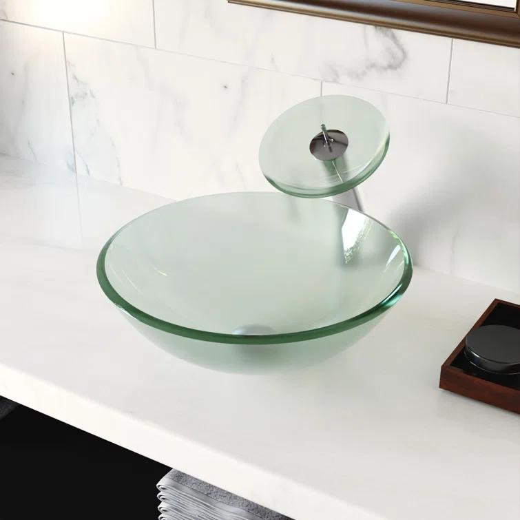 DeerValley Symmetry 16.5'' Circular Glass Vessel Bathroom Sink