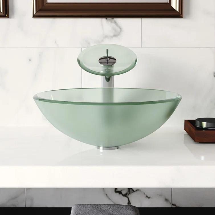 DeerValley Symmetry 16.5'' Circular Glass Vessel Bathroom Sink