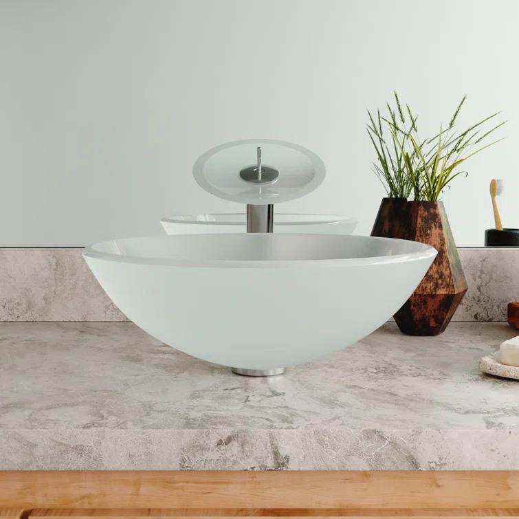 DeerValley Symmetry 16.5'' Circular Glass Vessel Bathroom Sink