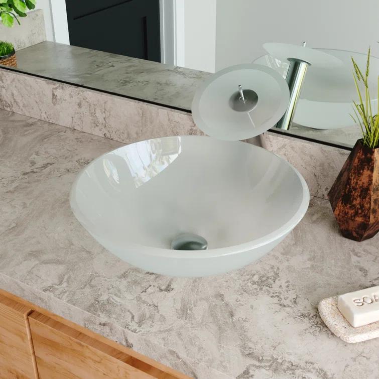 DeerValley Symmetry 16.5'' Circular Glass Vessel Bathroom Sink