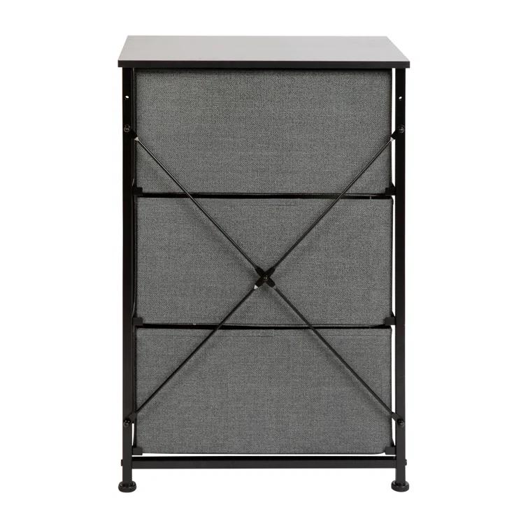 Flash Furniture Malone 3 Drawer Vertical Storage Dresser with Wood Top & Fabric Pull Drawers