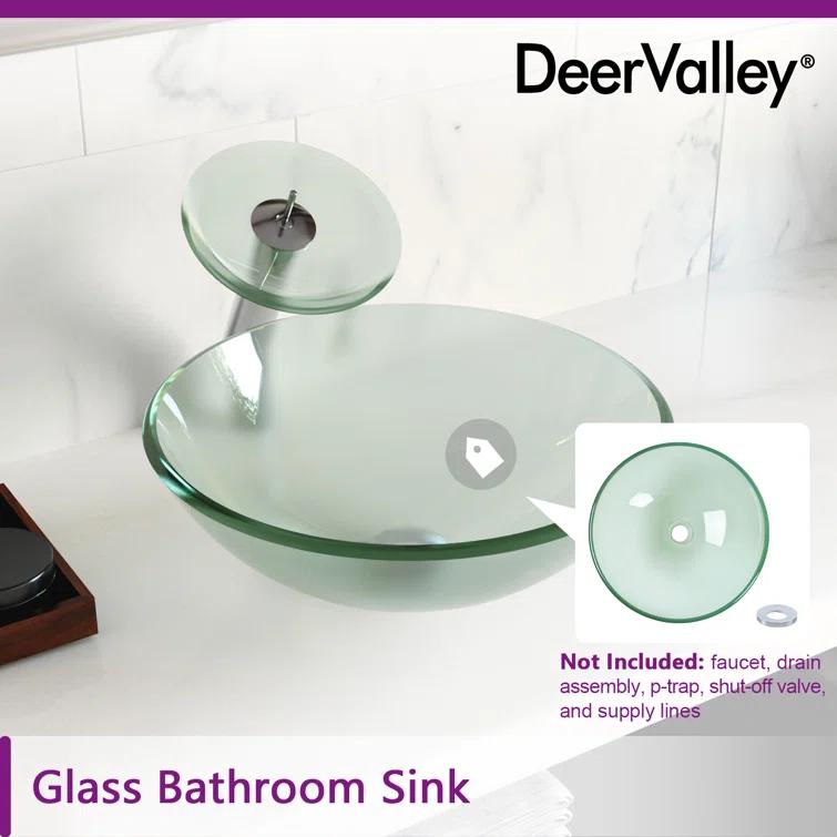 DeerValley Symmetry 16.5'' Circular Glass Vessel Bathroom Sink