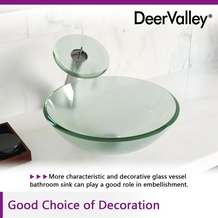 DeerValley Symmetry 16.5'' Circular Glass Vessel Bathroom Sink