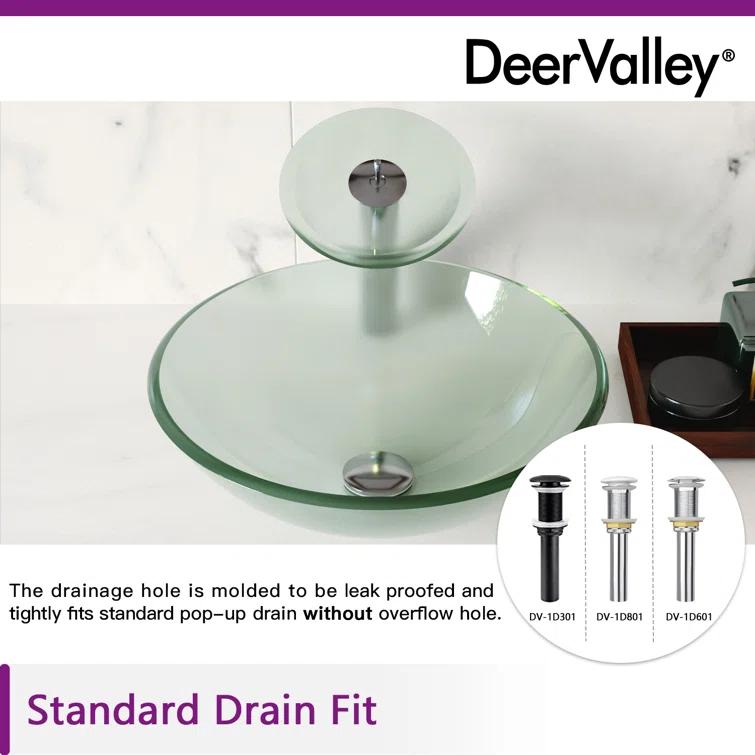DeerValley Symmetry 16.5'' Circular Glass Vessel Bathroom Sink
