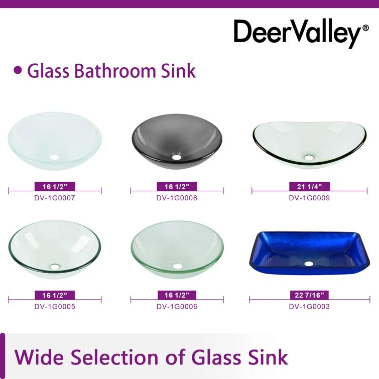 DeerValley Symmetry 16.5'' Circular Glass Vessel Bathroom Sink
