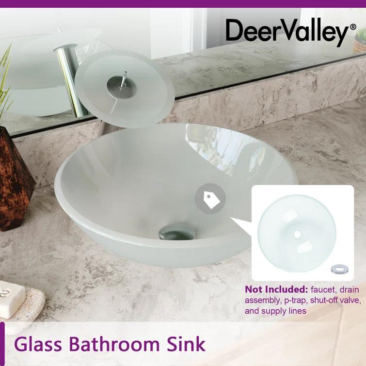 DeerValley Symmetry 16.5'' Circular Glass Vessel Bathroom Sink