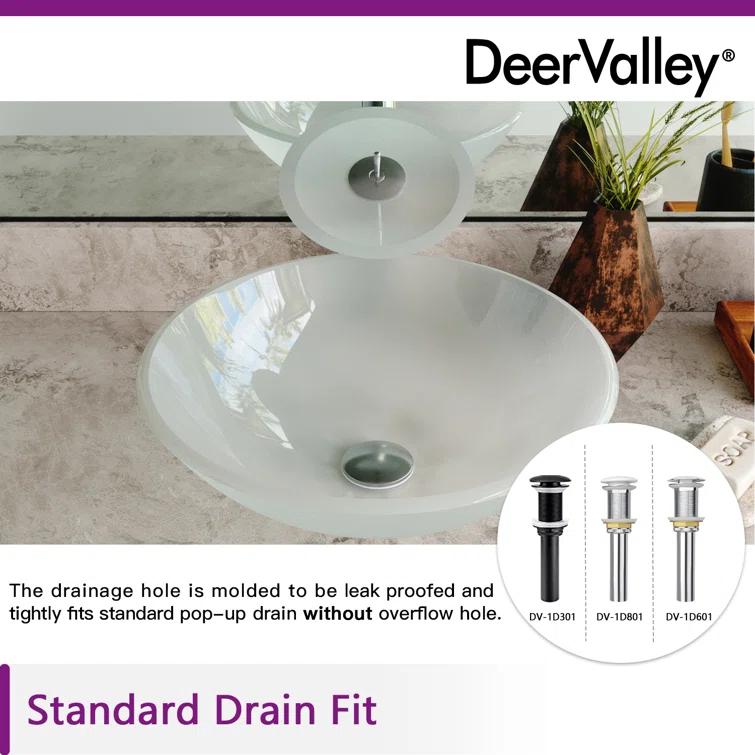 DeerValley Symmetry 16.5'' Circular Glass Vessel Bathroom Sink