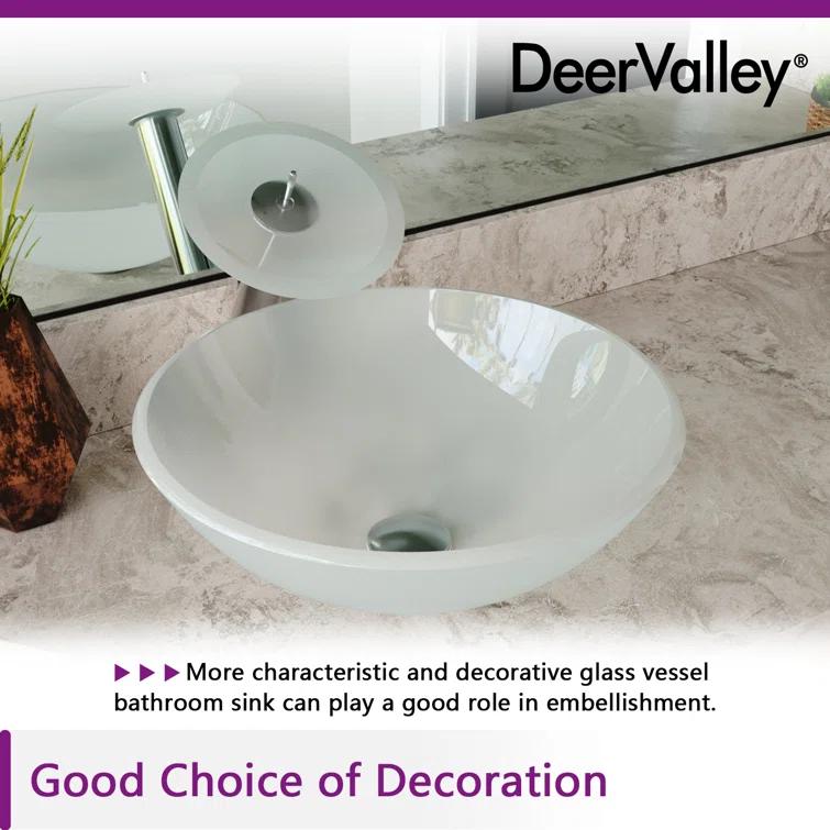 DeerValley Symmetry 16.5'' Circular Glass Vessel Bathroom Sink