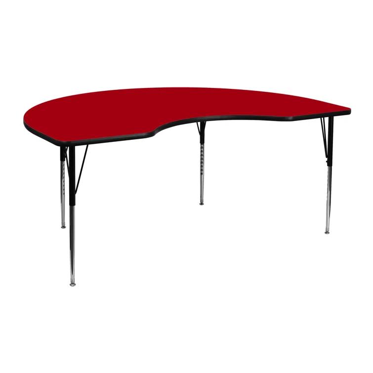 Goddard 48''W x 72''L Kidney HP Laminate Activity Table - Adjustable Legs