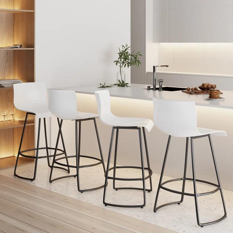 Cleek Swivel Counter Stool with Metal Frame (Set of 4)