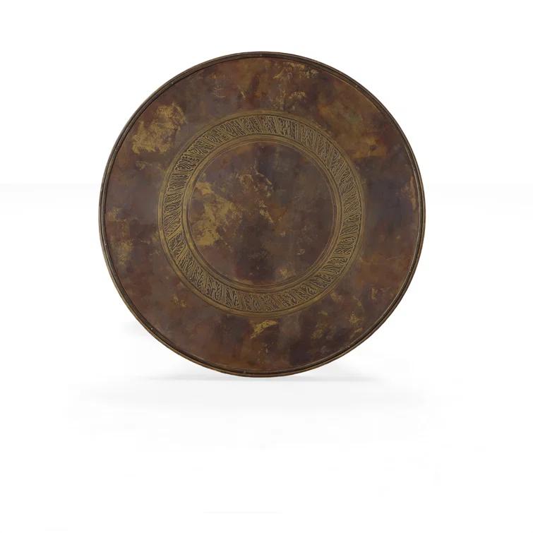 Faux Ebony and Brass Round End Table with Cast Horn Legs