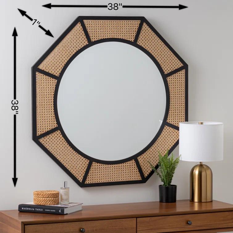 Harley Cane Octagon Wall Mirror - 35"