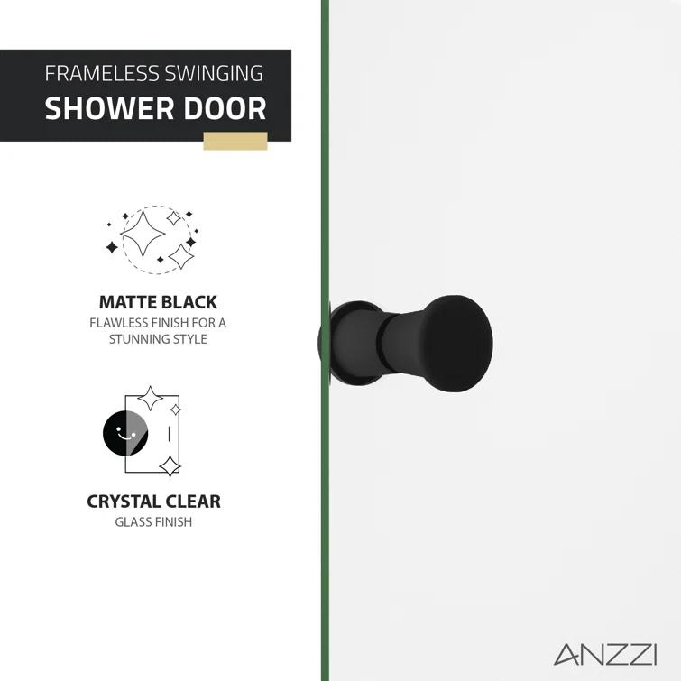 Anzzi 33.3” W x 72” H Frameless Shower Door