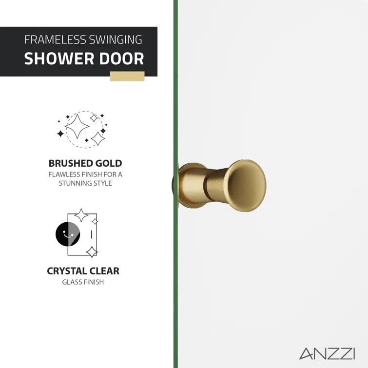 Anzzi 33.3” W x 72” H Frameless Shower Door