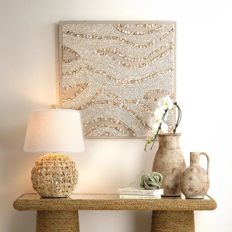 Jamie Young Company Big Wave Handmade Boho Abstract Wall Decor on Shell