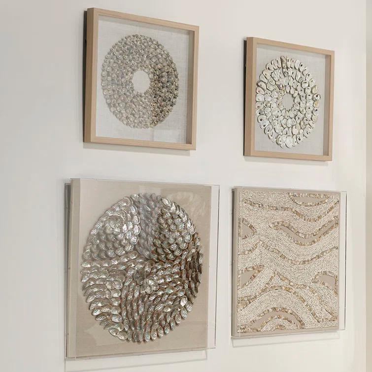 Jamie Young Company Big Wave Handmade Boho Abstract Wall Decor on Shell
