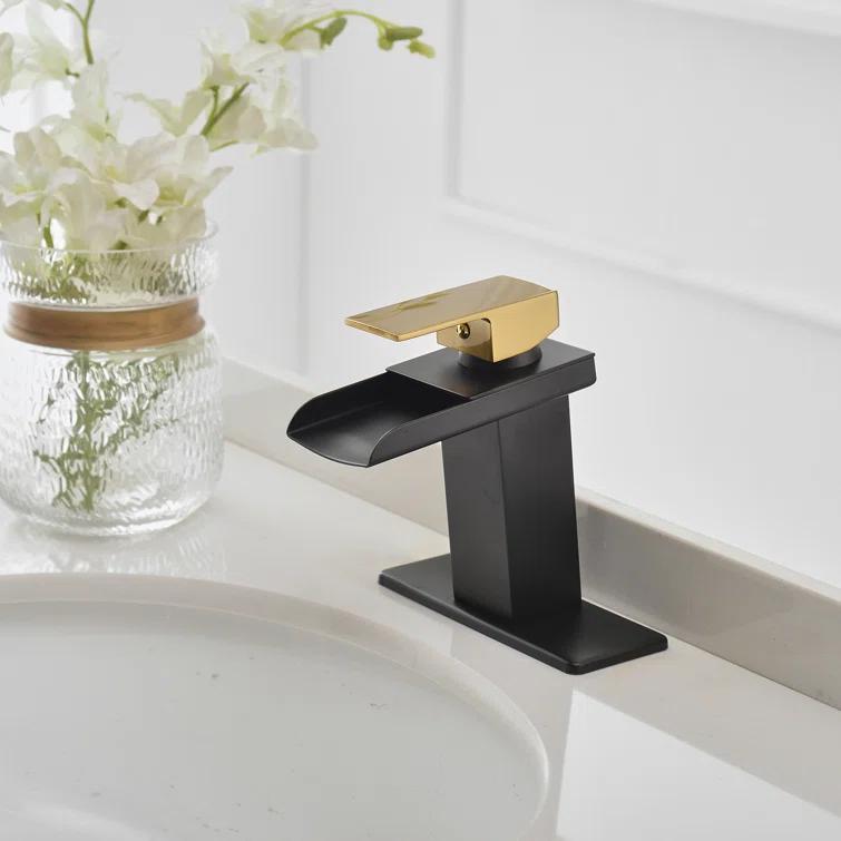 HGN TPLT-001LSJ-DP-XS HGN Waterfall Spout Bathroom Faucet with Pop-up Drain