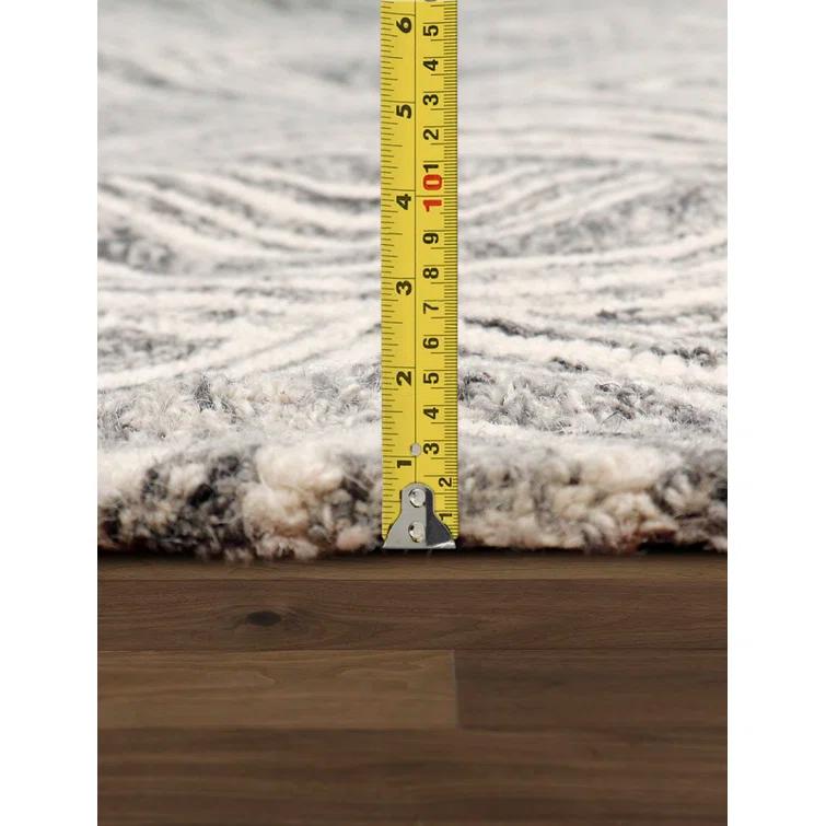 Pasargad Modern Geometric Handmade Tufted Area Rug in Gray/Beige