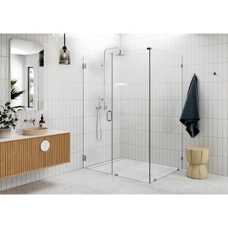 Illume 60 in. x 43.5 in. x 78 in. 90-degree Fully Frameless Wall Hinged Glass Shower Enclosure